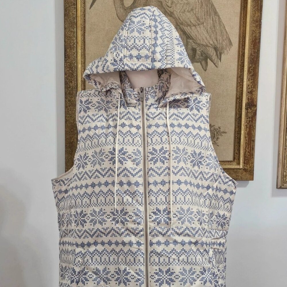 Puffer Vest full zip pockets hood Size 2XL